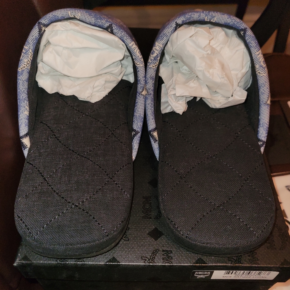 MCM Womens Vintage Blue Monogram Slides - Picture 15 of 16